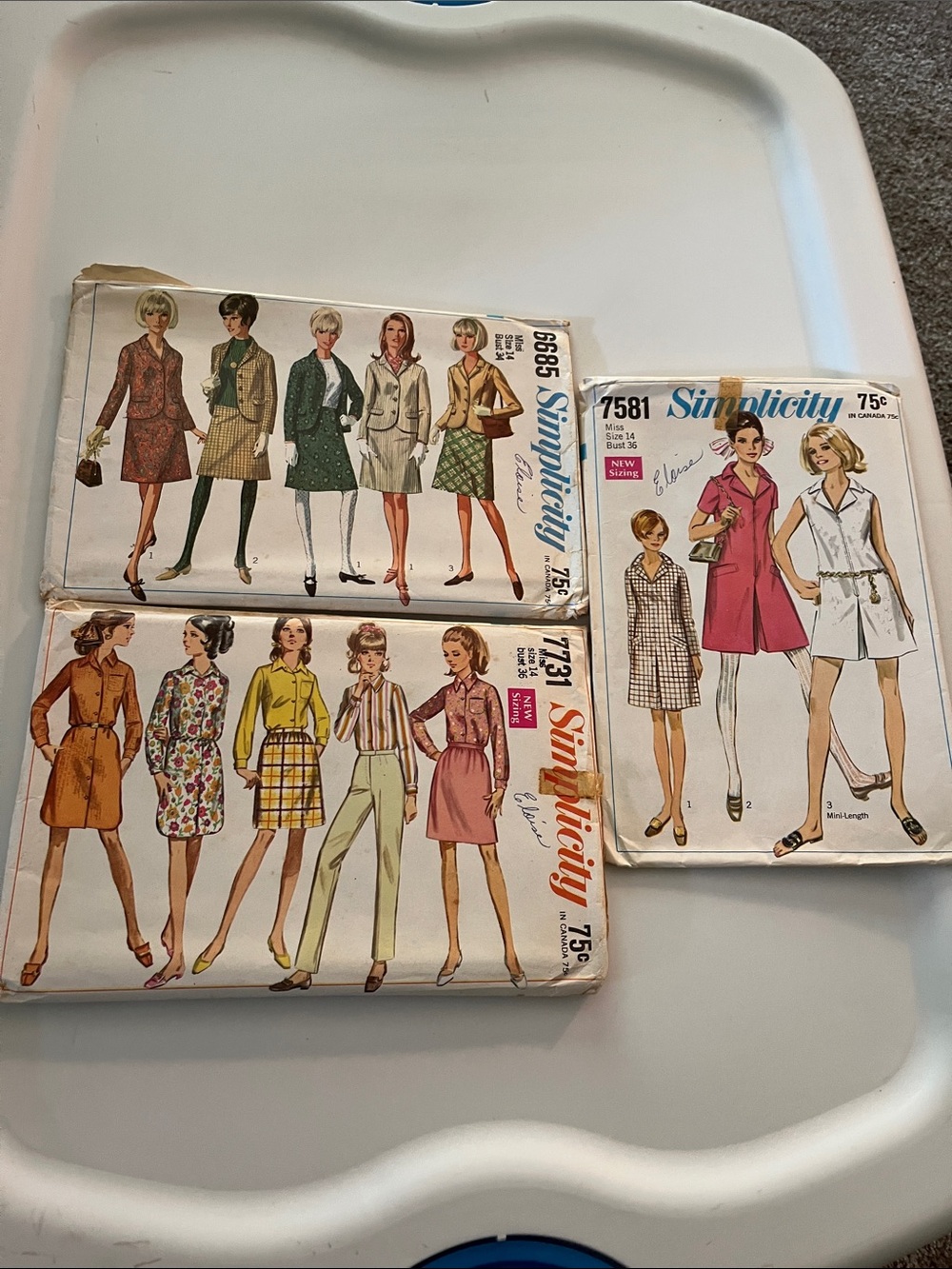 3 Simplicity  Retro Fashion Sewing Patterns. 7581, 7731,6685 Never Used